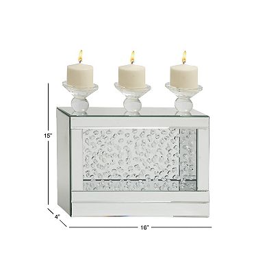 Stella & Eve Silver Wood & Beveled Glass Candle Holder