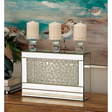 Stella & Eve Silver Wood & Beveled Glass Candle Holder