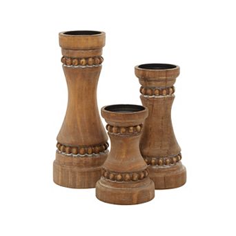 Stella & Eve Distressed Wood Candle Holder 3 pc Set