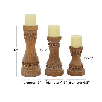 Stella & Eve Distressed Wood Candle Holder 3-Piece Set