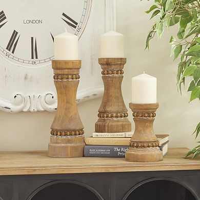 Stella & Eve Distressed Wood Candle Holder 3-Piece Set