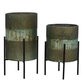 Stella & Eve Rustic Green Candle Holder 2 pc Set
