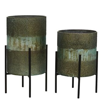 Stella & Eve Rustic Green Candle Holder 2 pc Set
