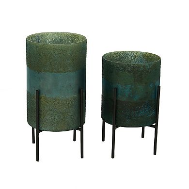 Stella & Eve Rustic Green Candle Holder 2-Piece Set