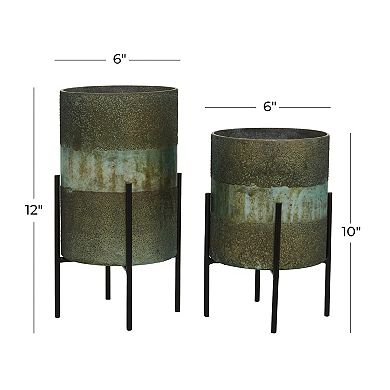 Stella & Eve Rustic Green Candle Holder 2-Piece Set