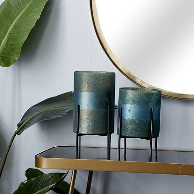 Stella & Eve Rustic Green Candle Holder 2-Piece Set