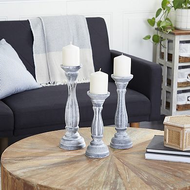 Stella & Eve Pine Candle Holder 3-Piece Set