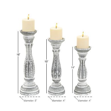 Stella & Eve Pine Candle Holder 3-Piece Set