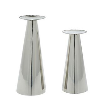 Stella & Eve Cone-Shaped Stainless Steel Candle Holder 2 pc Set