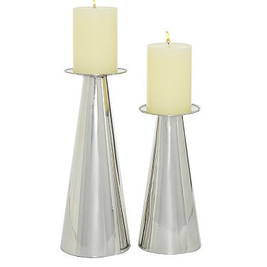Stella & Eve Cone-Shaped Stainless Steel Candle Holder 2-Piece Set