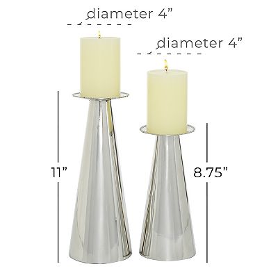 Stella & Eve Cone-Shaped Stainless Steel Candle Holder 2-Piece Set