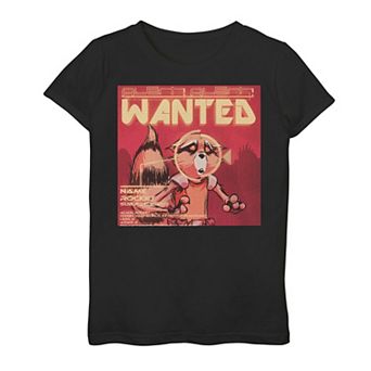 Girls 7-16 Marvel Rocket Wanted Schematics Portrait Graphic Tee