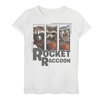 Girls 7-16 Marvel Guardians of The Galaxy Rocket Raccoon Portrait Panels Graphic Tee