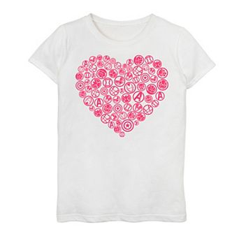 Girls 7-16 Marvel Valentine's Day Avengers Heart Logo Fill Graphic Tee