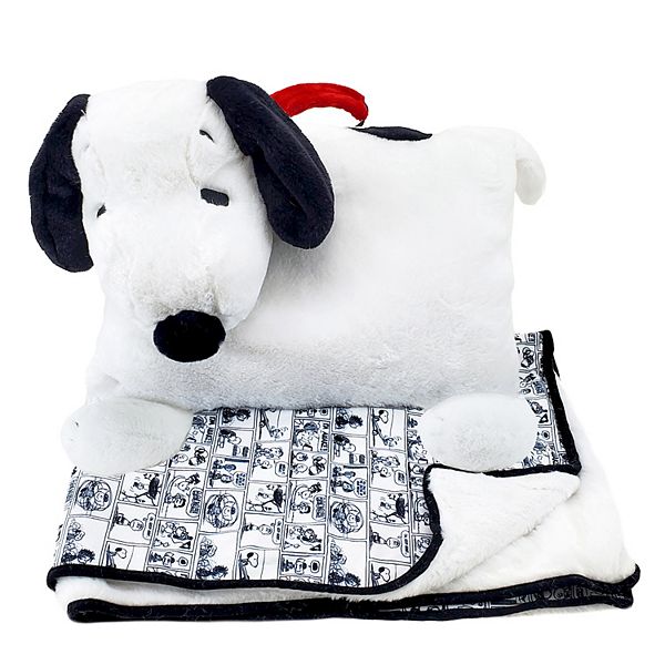 Animal Adventure® Peanuts® Snoopy Character Cuddle Combos™ 2-in-1  Stow-n-Throw Cuddle Bud with Carrying Handle & Zipper Pouch for Blanket  Storage Set-