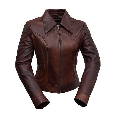 Women's Whet Blu Charlotte Western Moto Crop Leather Jacket