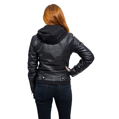 Women's Whet Blu April Hooded Leather Jacket