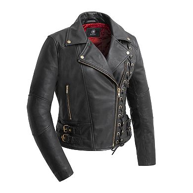 Women's Whet Blu Gisele Lace-Up Leather Moto Jacket