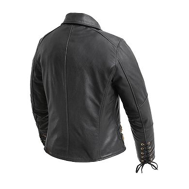 Women's Whet Blu Gisele Lace-Up Leather Moto Jacket