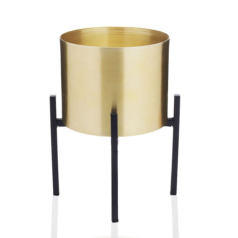 Scott Living Luxe Gold Finish Decorative Vase & Stand Table Decor, Multicol
