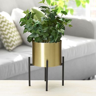 Scott Living Luxe Gold Finish Decorative Vase & Stand Table Decor