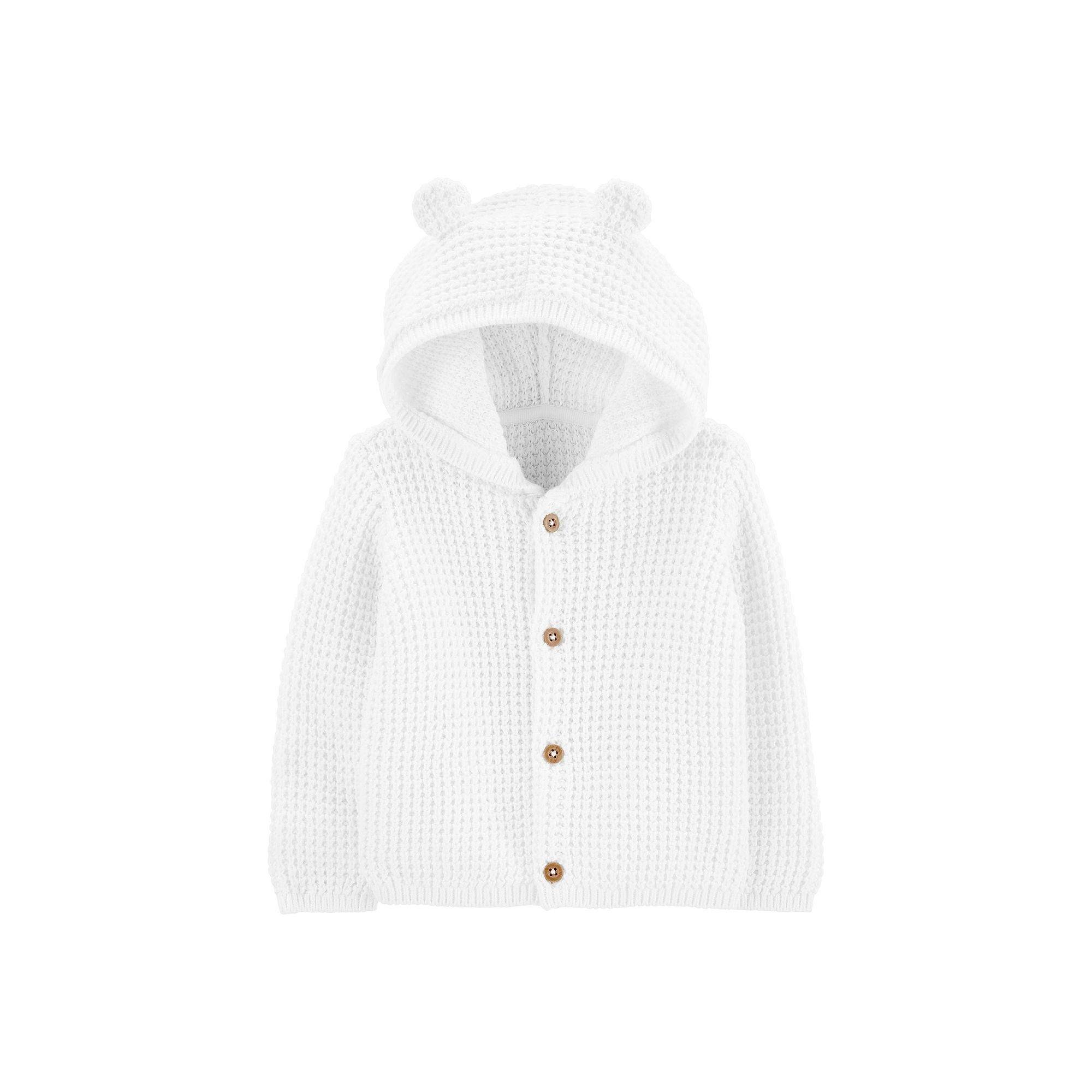 Baby Carters Hooded Animal Ears Cardigan, Kids Unisex, Size: 12 Months, Wh