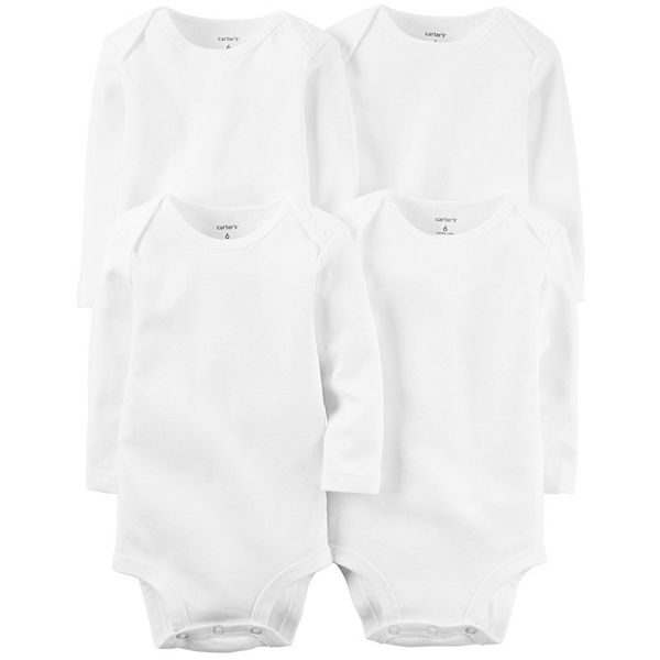 Baby Carter's 4-Pack Long-Sleeve Bodysuits - White (PREEMIE)