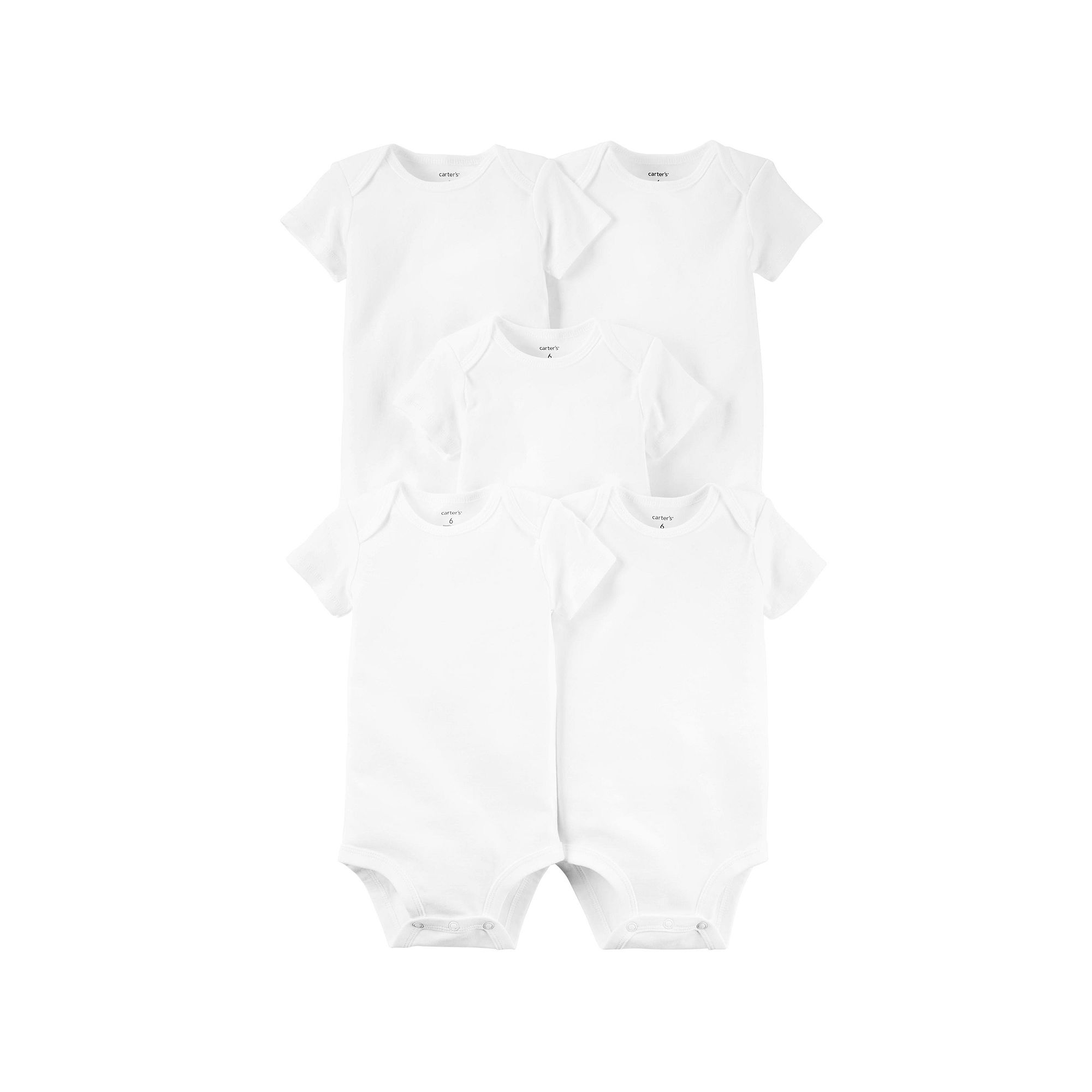 Baby Carters 5-Pack Short-Sleeve Bodysuits, Boys, Size: 12 Months, White
