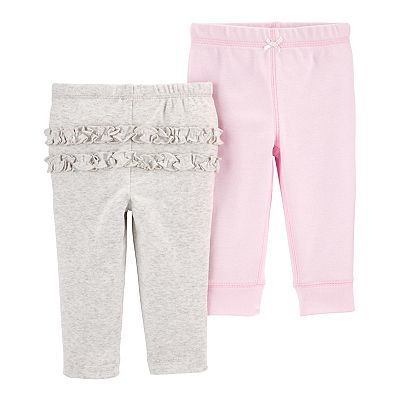 Carter s Baby Girls 2 Pack Pull On Pants Grey Pink Size 12 Months