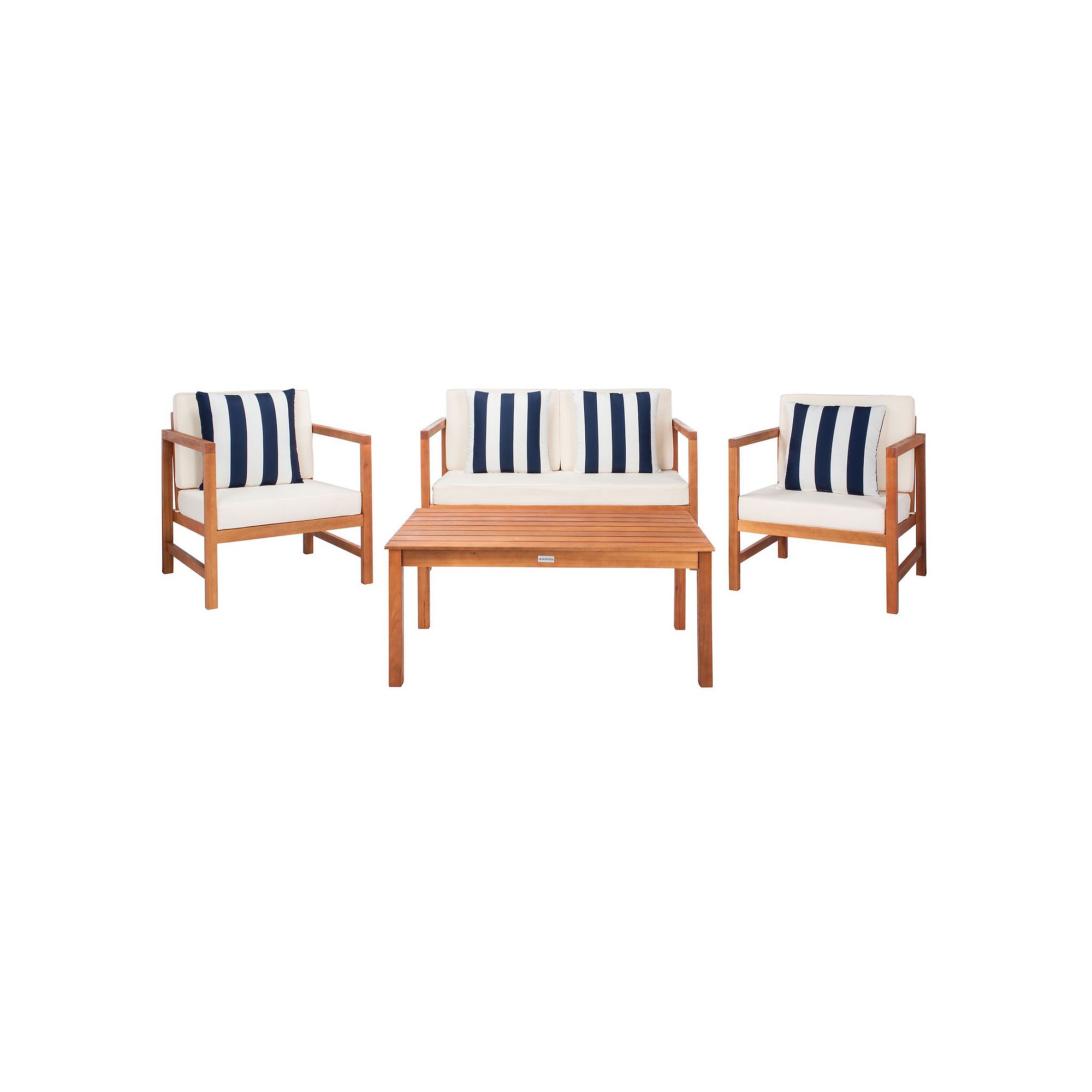 Safavieh Montez Outdoor Loveseat, Chair & Coffee Table 8-piece Set, Natural