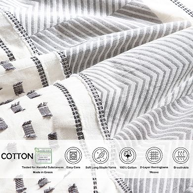 Swift Home Atayal Cotton Jacquard 5-Piece Comforter Set with Shams and Decorative Pillows