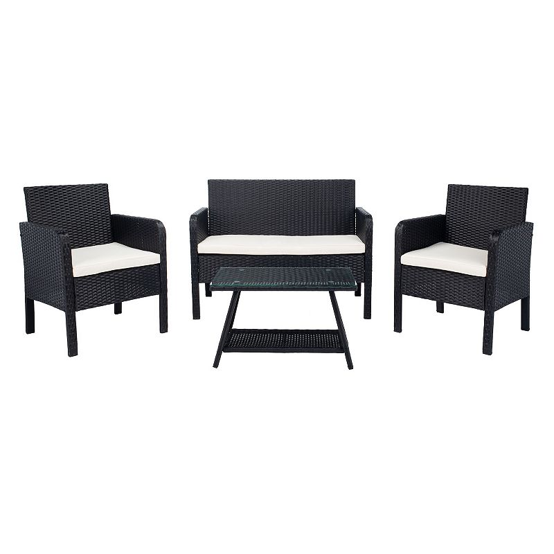 Safavieh Aboka Loveseat, Chair & Coffee Table 4-piece Set, Black