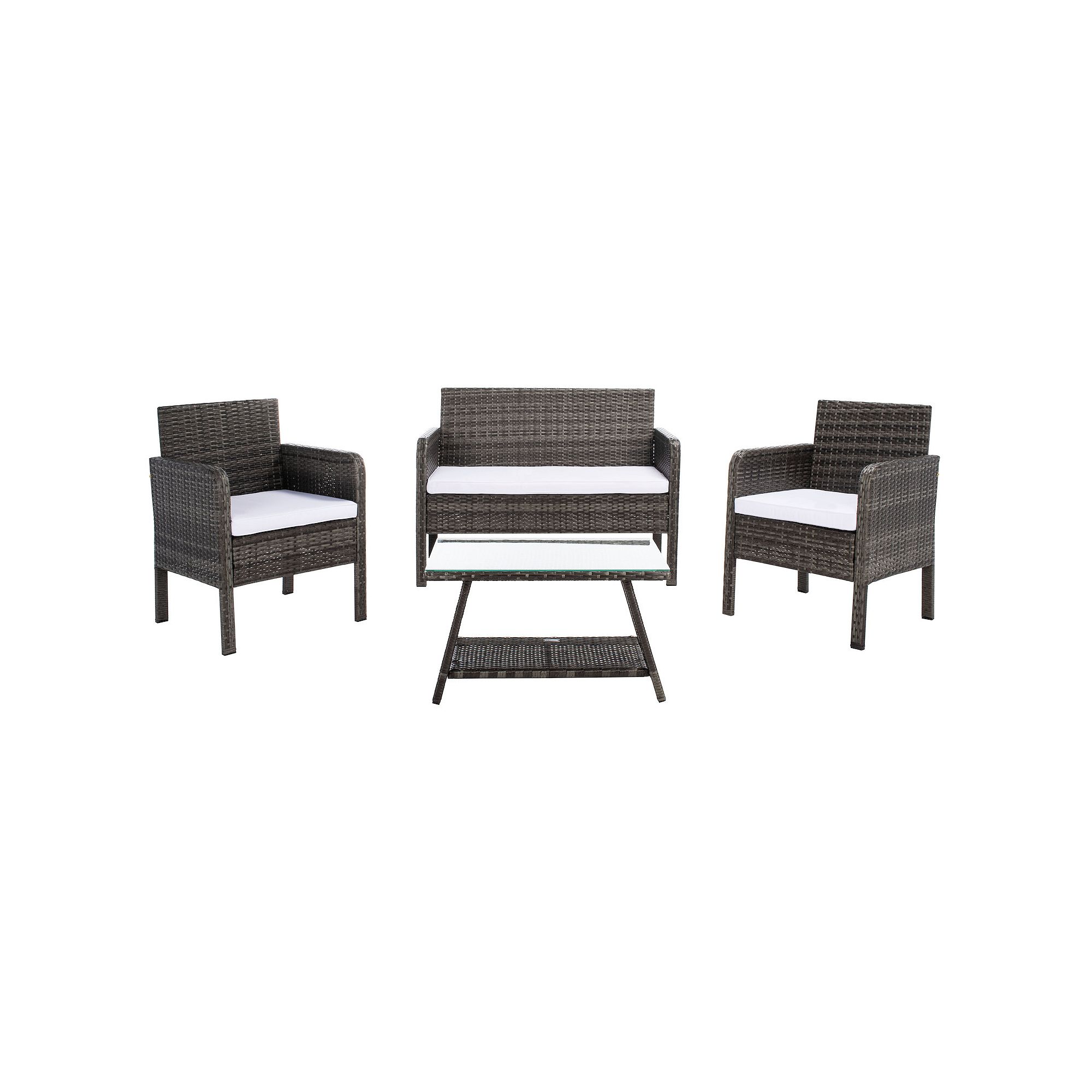 Safavieh Aboka Loveseat, Chair & Coffee Table 4-piece Set, Gray Brown White
