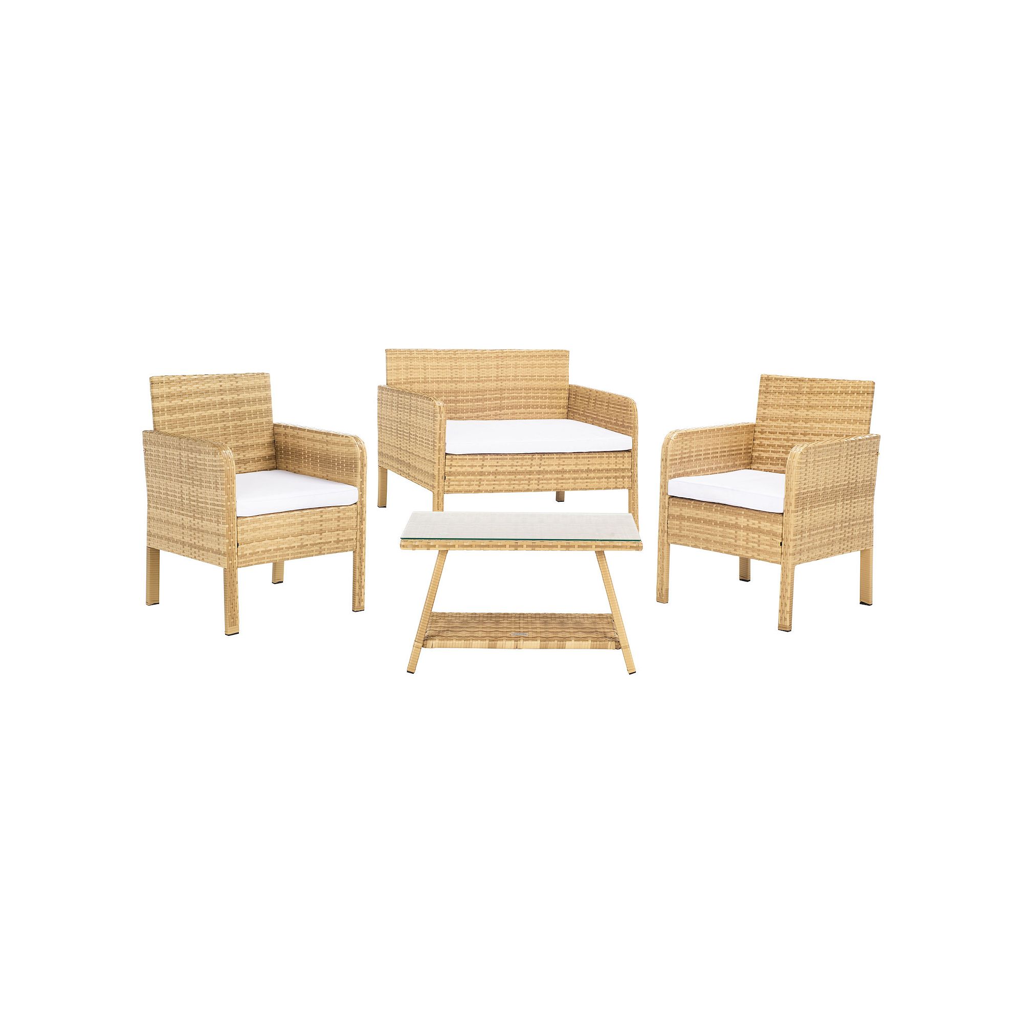 Safavieh Aboka Loveseat, Chair & Coffee Table 4-piece Set, Natural White
