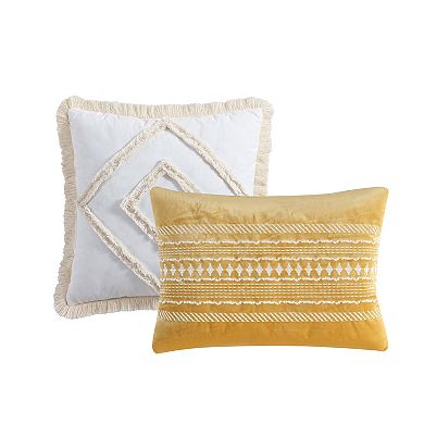 Swift Home Puyuma Cotton Diamond Pattern 5-Piece Comforter Set with Shams and Decorative Pillows