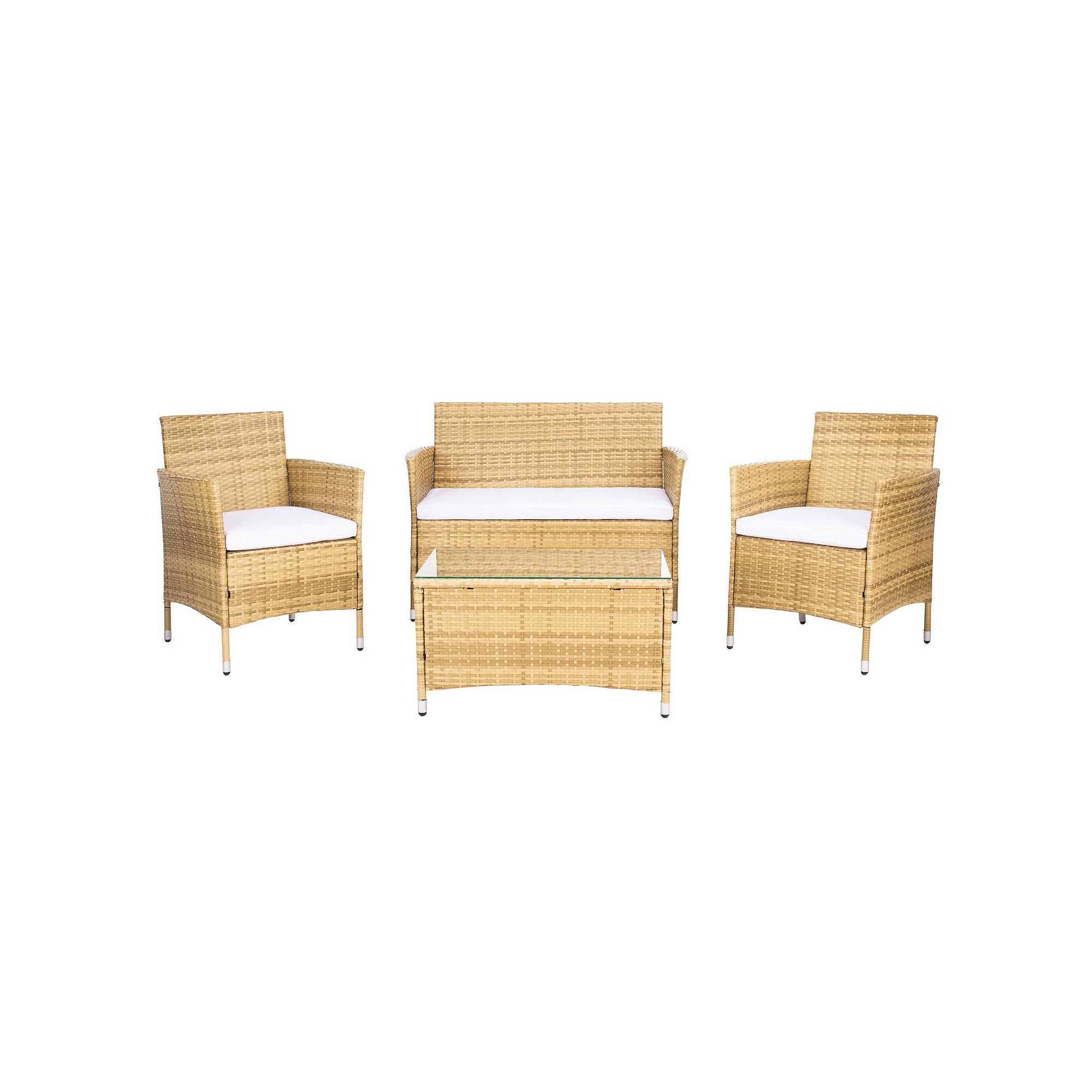 Safavieh Bandele Loveseat, Chair & Coffee Table 4-piece Set, Natural White