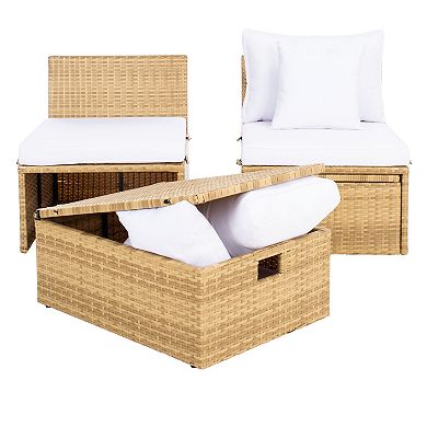 Safavieh Pramla Outdoor Chaise Lounge & Ottoman 4-piece Set