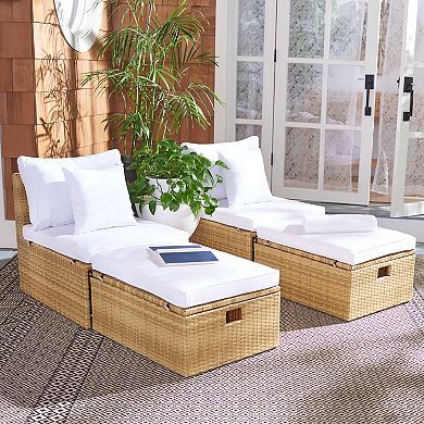 Safavieh Pramla Outdoor Chaise Lounge & Ottoman 4-piece Set