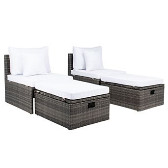 Safavieh Pramla Outdoor Chaise Lounge & Ottoman 4 pc Set