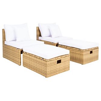 Safavieh Pramla Outdoor Chaise Lounge & Ottoman 4 pc Set