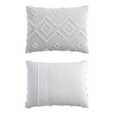 Swift Home Rukai Cotton Fringed Diamond 5-Piece Comforter Set with Shams and Decorative Pillows