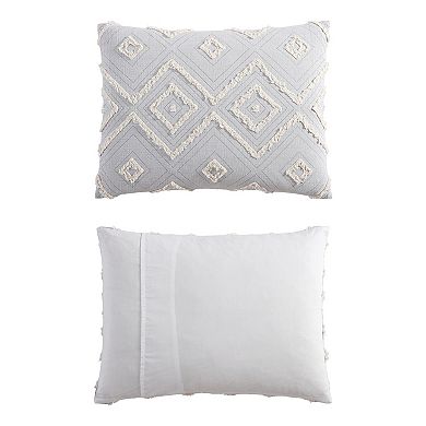 Swift Home Rukai Cotton Fringed Diamond 5-Piece Comforter Set with Shams and Decorative Pillows