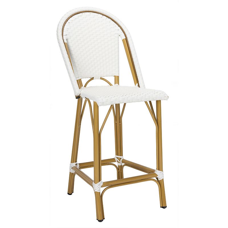 SAFAVIEH Gresley Outdoor Patio Rattan Counter Stool with Footrest  White