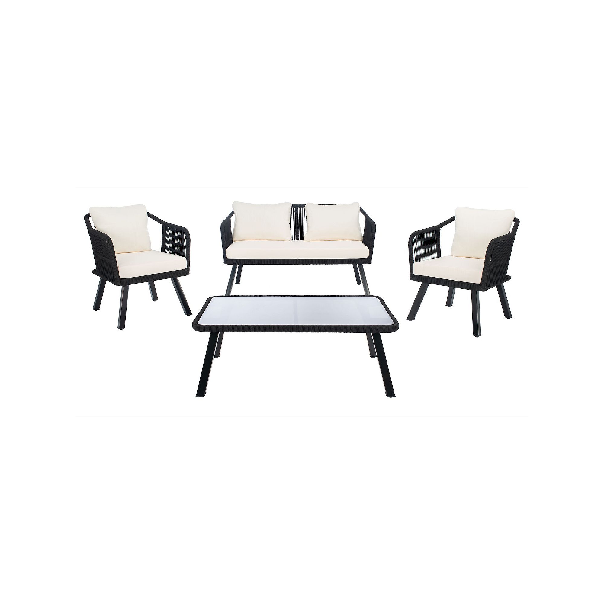 Safavieh Torsla Rope Loveseat, Chair & Coffee Table 4-piece Set, Beige