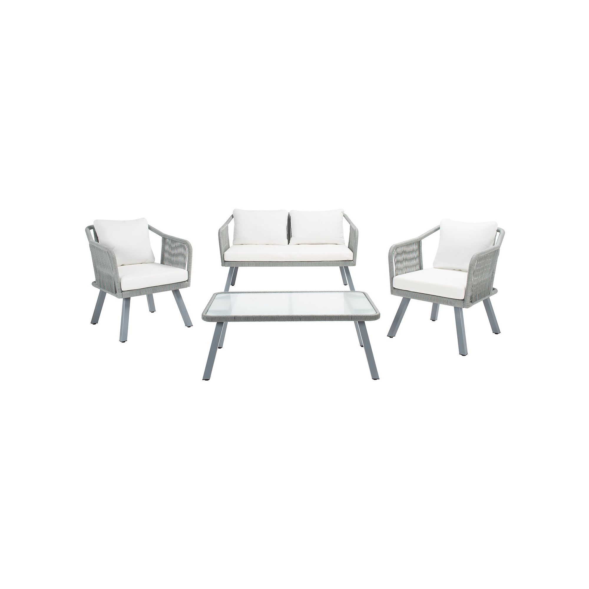 Safavieh Torsla Rope Loveseat, Chair & Coffee Table 4-piece Set, Gray Beige