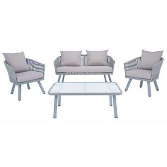 Safavieh Belmi Rope Loveseat, Chair & Coffee Table 4 pc Set