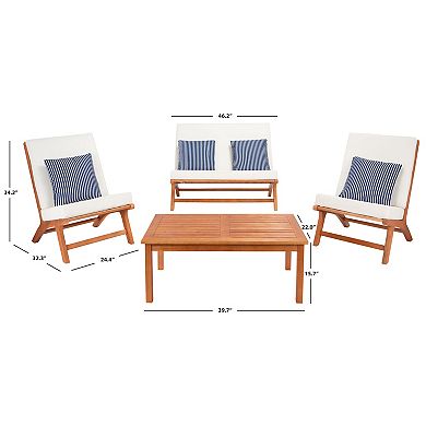 Safavieh Chaston Outdoor Loveseat, Chair & Coffee Table 4-piece Set