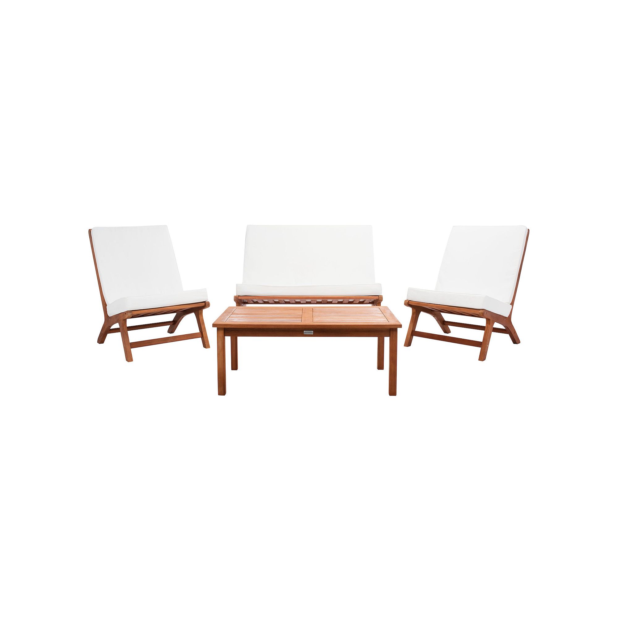 Safavieh Chaston Outdoor Loveseat, Chair & Coffee Table 4-piece Set, Beige 