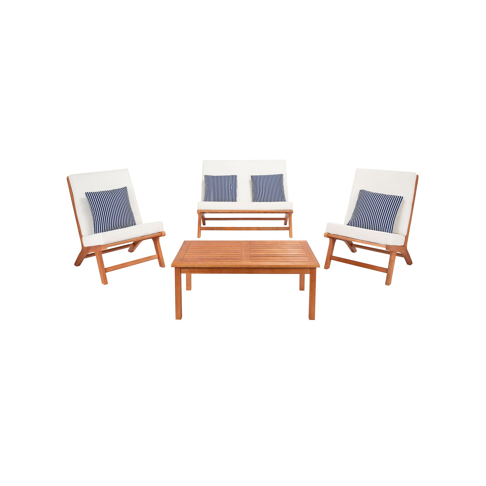 Safavieh Chaston Outdoor Loveseat, Chair & Coffee Table 4-piece Set, Natura