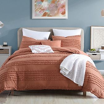 Swift Home Marilla Cotton Dobby Clip Dot 5 pc Comforter Set with Shams and Decorative Pillows